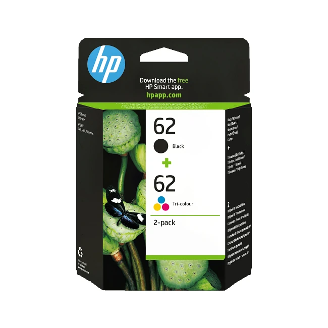 HP 62 Black & Tri-Colour Original Printer Ink Cartridges 2-Pack (N9J71AE) by Ink Cartridges Ireland