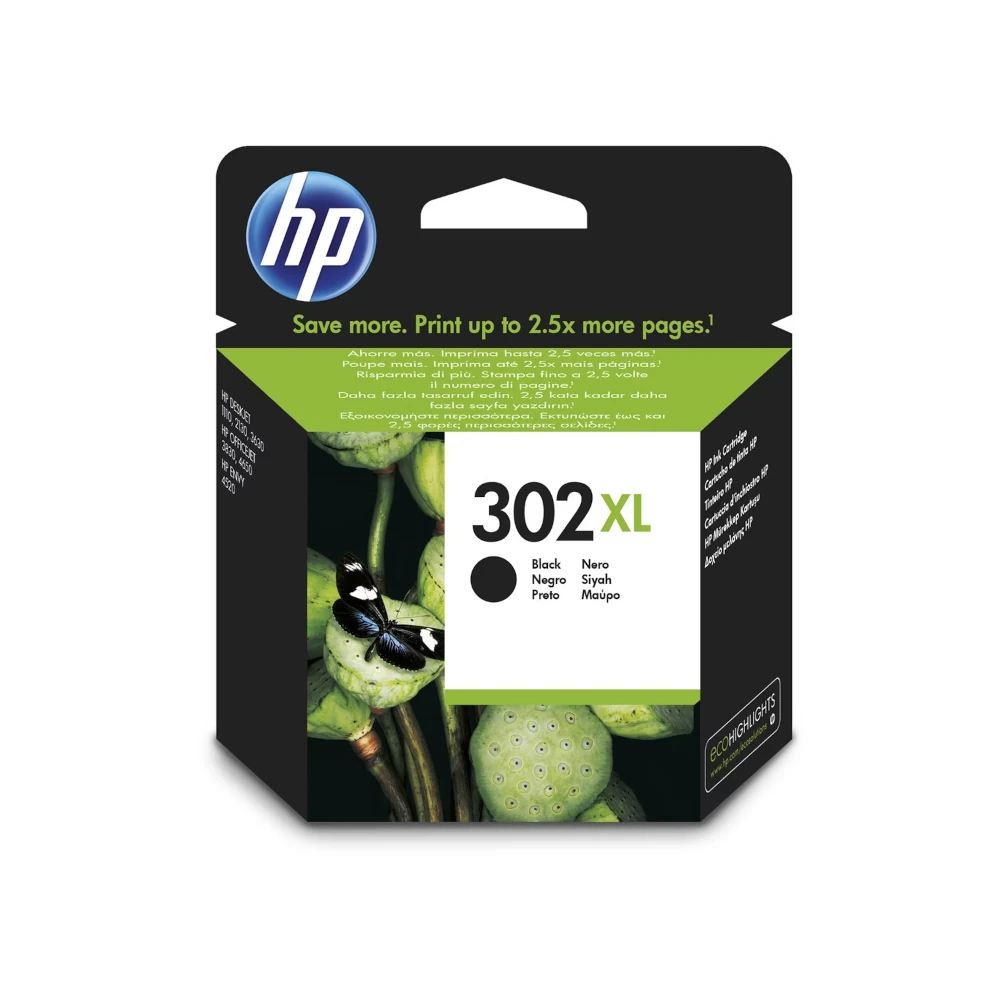 HP 302XL High Capacity Black Printer Ink Cartridge Original (F6U68AE) by Ink Cartridges Ireland