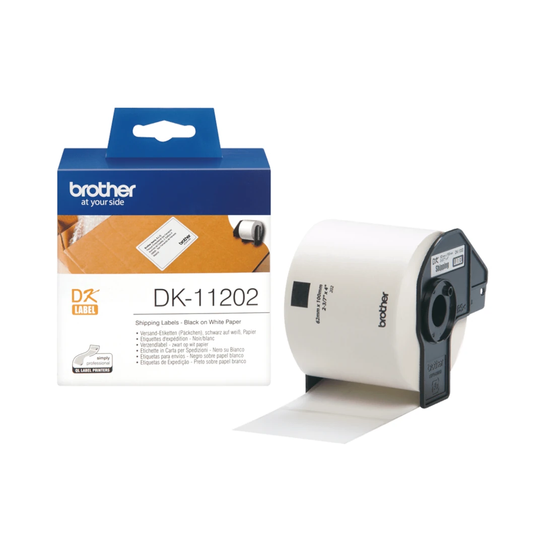 Brother DK-11202 Black on White Shipping Label Roll Original (62mmx100mm) by Ink Cartridges Ireland