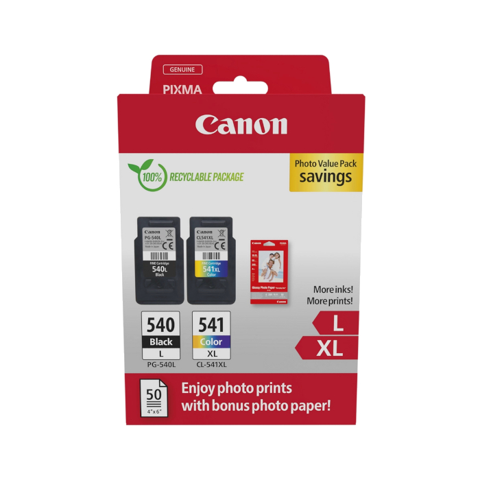 Canon 540L Black & Canon 541XL Colour Twin Pack Printer Ink by Ink Cartridges Ireland