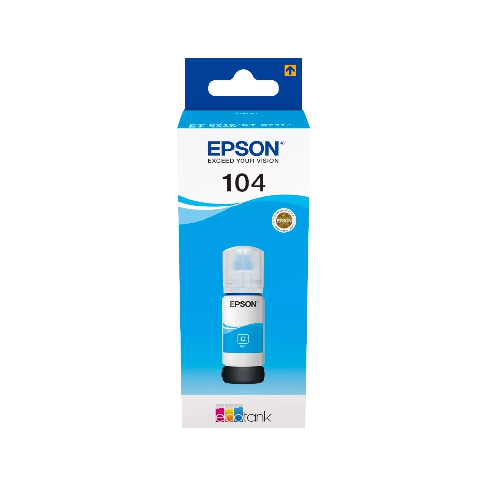 Epson 104 EcoTank Cyan Printer Ink Bottle Original (C13T00P240) by Ink Cartridges Ireland