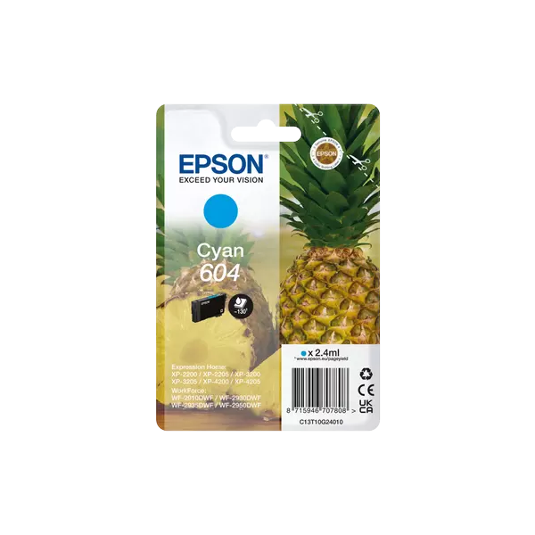 Epson 604 Original Inkjet Cartridge Cyan (C13T10G24010) by Ink Cartridges Ireland