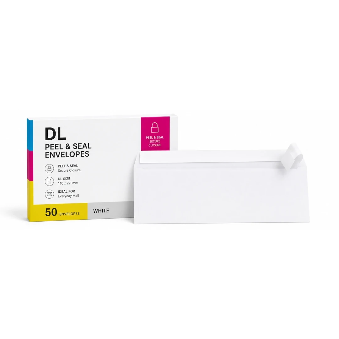 DL Peel & Seal White Envelopes (Pack or Box) by Ink Cartridges Ireland
