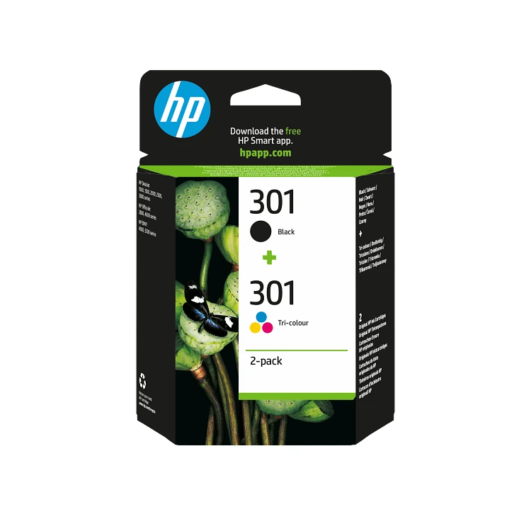 HP 301 2-Pack Black & Tri-Colour Printer Ink Cartridge Original (N9J72AE) by Ink Cartridges Ireland