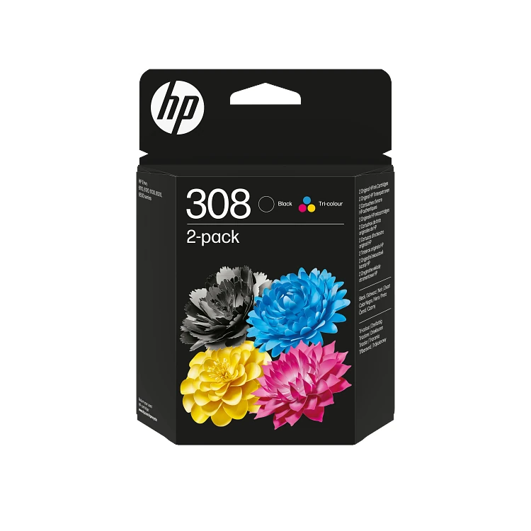 HP 308 2-Pack Black & Tri-Colour Printer Ink Cartridge Original (6L6S6UE) by Ink Cartridges Ireland