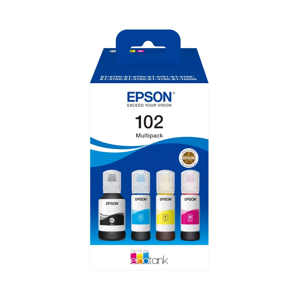 Epson 102 EcoTank Bk/C/M/Y Multipack Printer Ink Original (C13T03R640) by Ink Cartridges Ireland